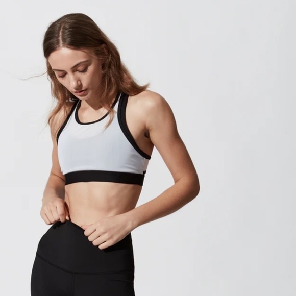 NWT Ride Cycle Club 1-2 Racerback Sports Bra 6 / Small / White Black - Picture 1 of 13